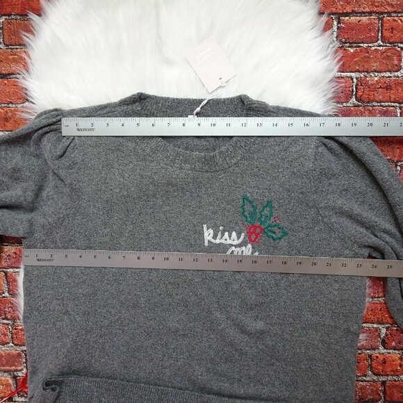 LC Lauren Conrad Women's Sweater KISS Me Ugly Christmas Sweater Gray NWT 2XL - Picture 10 of 12